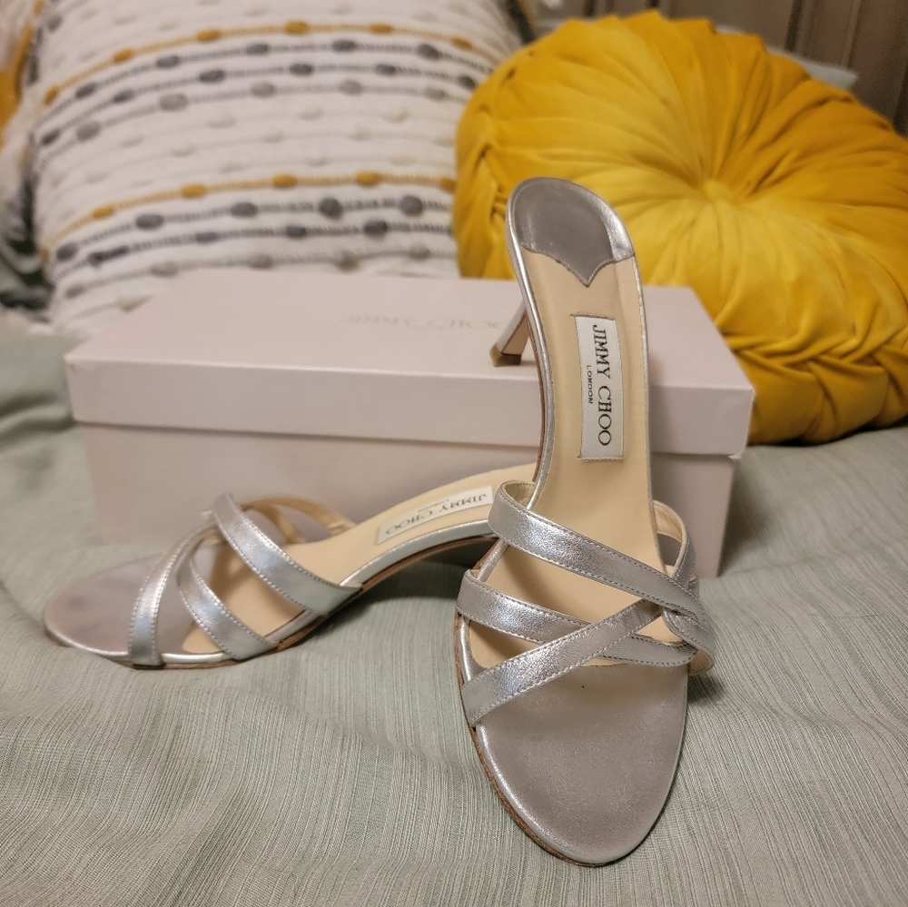Jimmy Choo Metallic Silver Heels